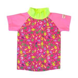 Plavalna majica z UV zaščito za malčke pink beach life